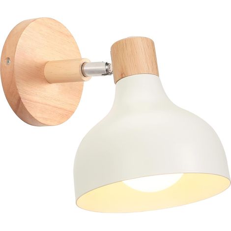 Wottes – Applique murale réglable en bois et métal – Style rétro scandinave – Abat-jour goutte 15x17cm – Pour intérieur chambre et couloir – 220V E27 (1/5)