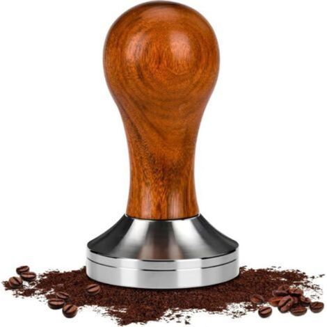 Espressopresse aus Edelstahl 304 (51 mm) mit Griff aus Walnussholz, für Siebträger, Barista-Tamper, Cafés und Kaffeeliebhaber (1/5)