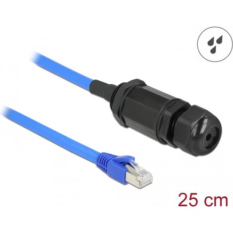Delock Cable RJ45 macho a RJ45 hembra Cat.6 impermeable con prensaestopas