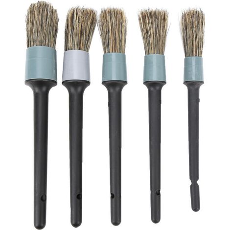Jeffergarden Kit de brosses de détail de voiture, outil de nettoyage de la poussière avec poignée noire pour camions, motos, vélos, 5 pièces (1/5)