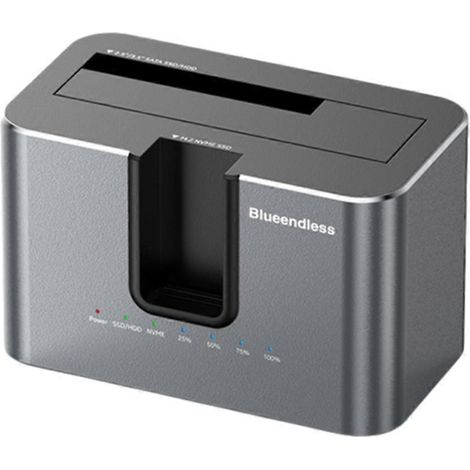 BLUEENDLESS USB-Außengehäuse für M.2 NVMe SSDs bis zu 28 TB, kompatibel mit 2,5/3,5 Zoll SATA (US-Stecker). (1/5)