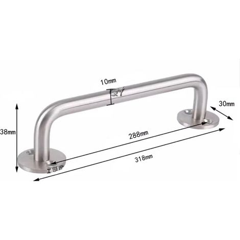 (10x288) Poignée de porte en acier inoxydable épais, poignée de tiroir/meuble en forme de U, double courbée, pleine, poignée apparente pour porte en bois (1/5)