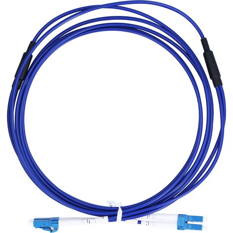 Câble à fibres optiques blindé 2 cœurs, monomode, connecteurs LC/UPC-LC/UPC, bleu, 5 mètres, pour réseau et transmission de données. (1/5)