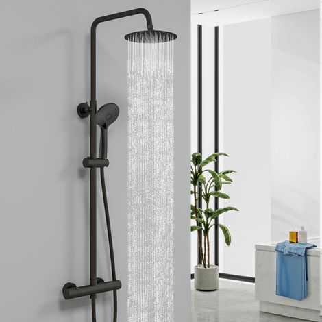 Biubiubath Round 3 Way Exposed Bathroom Thermostatic Shower Valve Mixer Twin Head (1/5)