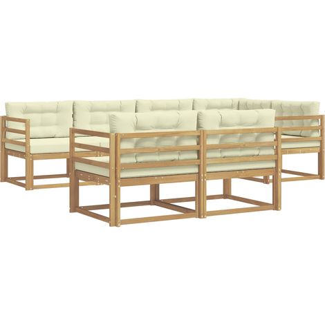 Outdoor Sofa Set with Cushion 6 pcs White and Cream Polyester vidaXL (1/5)
