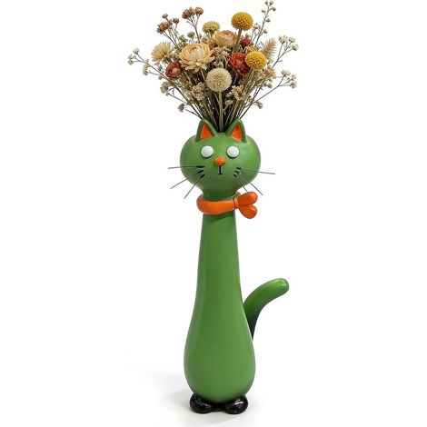 Vase à motif chat - Vase en résine en forme de chat - Pot de fleurs unique et mignon en forme de chaton - pour petites fleurs (1/5)
