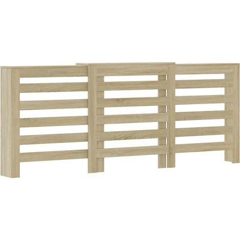 Cache-radiateur étagère moderne avec lattes 205 x 21,5 x 83,5 cm en bois d'ingénierie chêne sonoma (1/5)