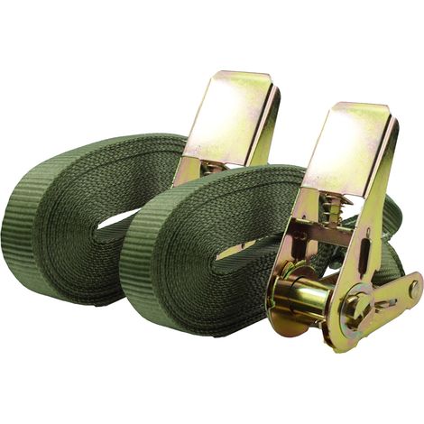 2x Profi Ratschen Spanngurt Spanngurte Zurrgurt 1-tlg 6m 0,8t 0,8to 800 kg TÜV/GS OLIV (1/2)