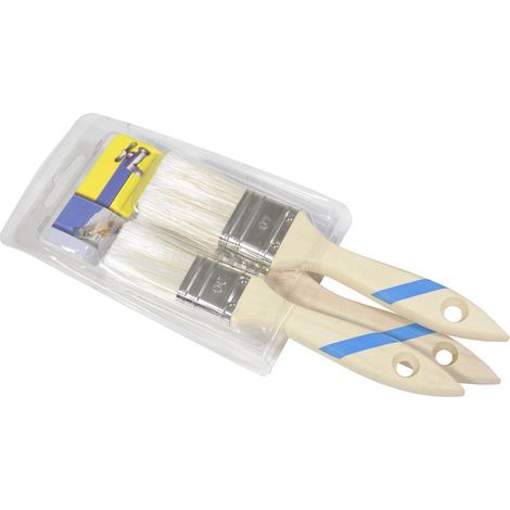 Set de 3 pinceles con mango de madera en elegantes tonos marrones y azules