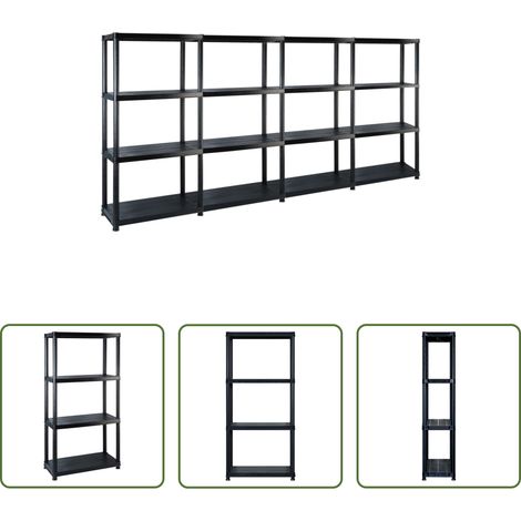 vidaXL Étagère de plantes -  Étagère de rangement à 4 niveaux Noir 244x30,5x130 cm Plastique (1/5)