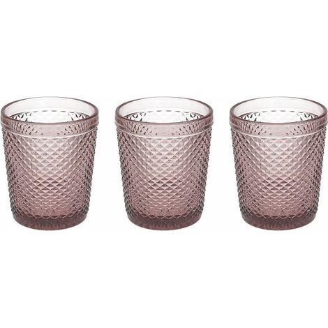 Lot de 3 verres 300 cc en pâte de verre cyclamen (1/3)