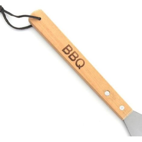 Ustensiles de barbecue en acier inoxydable avec manche en bois, spatule, pince, fourchette, accessoires de barbecue-LIAIKI (1/5)
