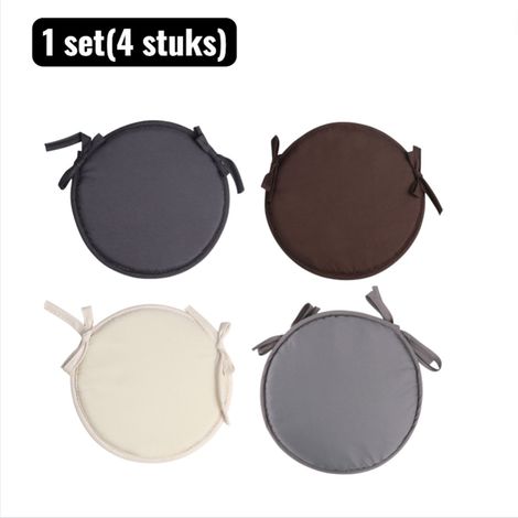 1 lot (4 pièces) - Coussins de siège - 38 cm - Coussin de chaise rond avec attaches - Coussin de siège en mousse épaisse pour chaises de cuisine et de salle à manger - Convient pour les pique-niques e (1/5)