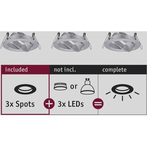 Paulmann 92490 EBL Choose Einbauring 3er Set    10 W Aluminium (gedreht)
