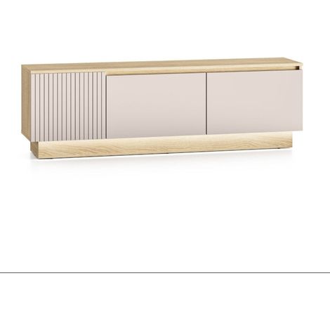 3türiger TV-Schrank 160 cm inklusive LED-Beleuchtung Elyès Kaschmir und Holz (1/5)