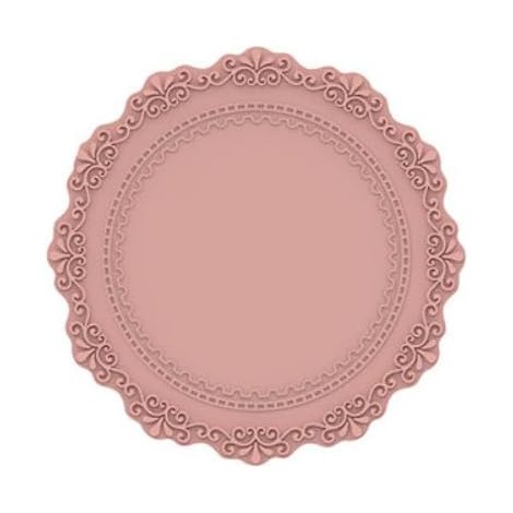Lntyq Set mit 5 runden Tischsets, Durchmesser 10 cm, Silikon-Spitzen-Tischsets, waschbar, wasserdicht, rutschfest, für Esstisch, Küche, Rosa (1/3)