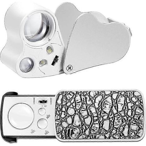 Lot de 2 loupes de bijoutier 30X, 60X et 90X, loupe d'horloger, loupe de bijouterie avec éclairage LED puissant. (1/4)