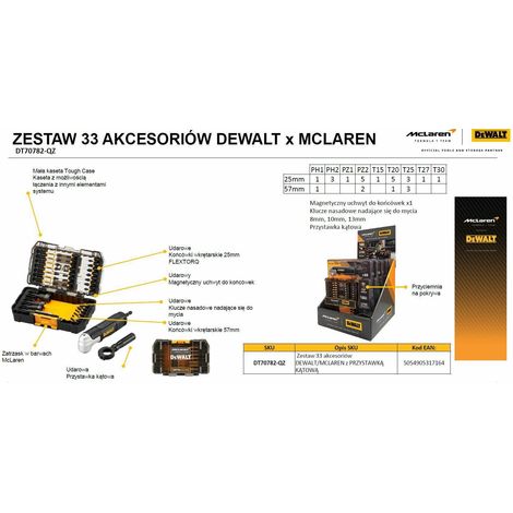 Dewalt – Juego de 33 puntas para atornillador con adaptador en ángulo recto – Puntas FLEXTORQ Extreme de 25mm y 57mm – DT70782