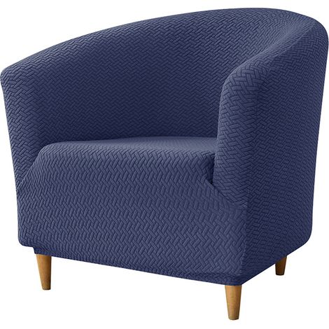Housse de Fauteuil Cabriolet 1 Place Bleu Marine, Chesterfield Jacquard Extensible (1/5)