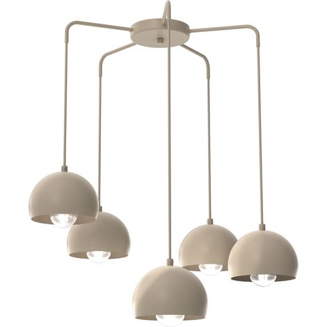Suspension moderne beige 5 lumières E27 en acier, style dôme, dimmable (1/2)