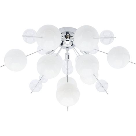 Plafonnier Design Moderne en Métal et Verre Blanc, Lustre Boules G9 pour Salon, Ø 57 cm - PANGIVO (1/5)
