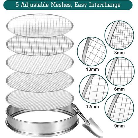 Siebmeister 5000, 5in1 Gartensieb, 5 austauschbare Siebeinsätze Ø 3,5,8,10,12mm (1/5)