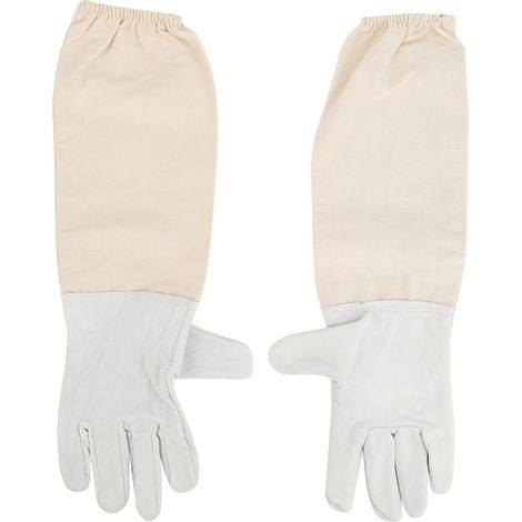 Gants anti-abeilles professionnels en cuir de chèvre et toile, manches longues, protection apicole anti-piqûres, équipement XL. (1/5)