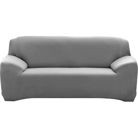 Housse de canapé 3 places Super stretch Gris 180 à 240cm (1/4)