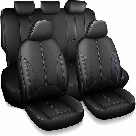 – Housse de siège en cuir PU pour voiture, camion, SUV – Protection complète 9 pièces – Résistante à l'usure et facile à nettoyer (1/5)