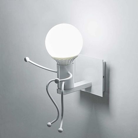 - Applique Murale Rétro Créative Intérieur Vintage Industriel Applique Murale en Fer Art Déco E27 Base pour Bar, Chambre, Cuisine, Restaurant, Café, Couloir (Blanc,sans source lumineuse) (1/4)