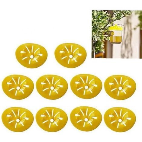 Piège À Guêpes - Entonnoir Jaune En Plastique Pour Bouteille - Pour Contrôle Naturel Des Frelons Et Abeilles - 10 Pièces (1/4)