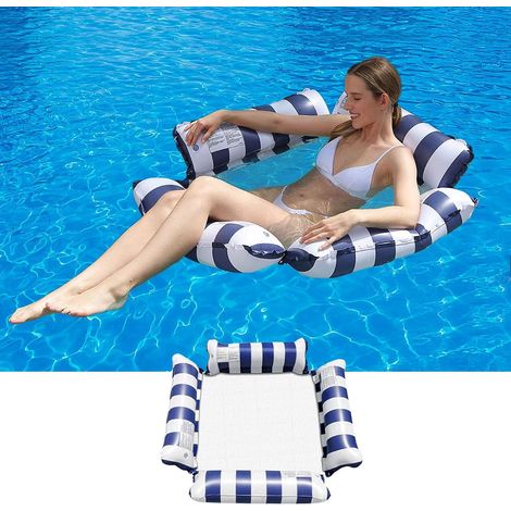 Hamac Gonflable Piscine,Bow-Noeud Hamac Gonflable,Matelas Gonflable Flottant,Pliable Hamac d'eau,Hamac d'eau 4 en 1,Les Meilleurs Cadeaux d'été pour Adultes et Enfants (Bleu Clair) (1/5)
