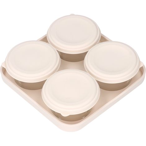 Contenants à vinaigrette transparents et réutilisables en silicone alimentaire avec couvercles, compatibles congélateur et micro-ondes, beige (1/5)