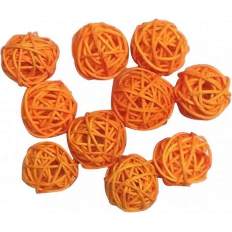 Lot de 10 boules de Noël en rotin de 3 cm, violettes, pour décoration de mariage et fêtes. (1/5)