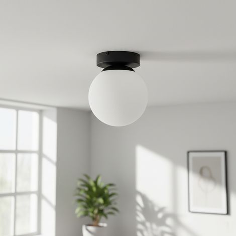 Plafón de Techo Negro y Tulipa Blanca  Serie ANABEL (1/4)