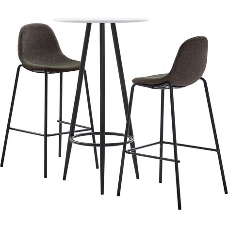 Juego de mesa alta y taburetes 3 piezas tela gris oscuro