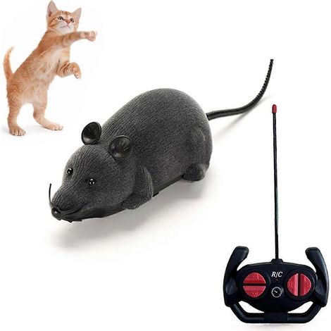 Realistisches ferngesteuertes Katzen-/Mausspielzeug in Form einer Ratte oder Maus, ideal für Katzen, Hunde und andere Haustiere (grau) (1/5)