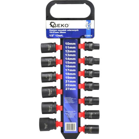 Juego de llaves de impacto de 1/2" 10-27 mm 38 mm 13 piezas (5/10) (1/2)
