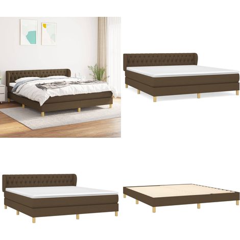 Sommier à lattes de lit avec matelas Marron foncé 180x200 cm - Lit Double - Lit Tapissier - Literie - Chambre À Coucher - Matelas À Ressorts Ensachés - Home & Living (1/5)