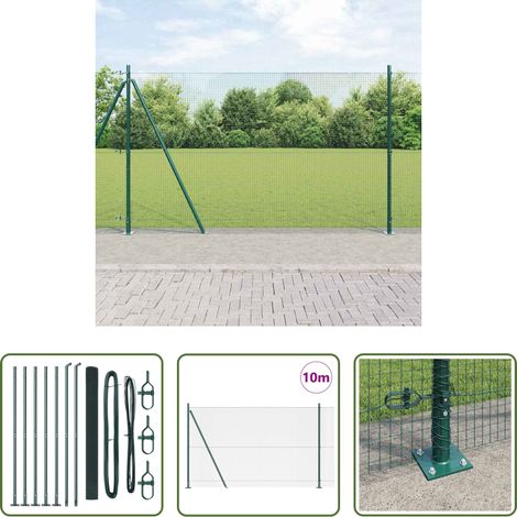 vidaXL Clôture moderne - Poteau de clôture. Vert 10 x 1,4 m (treillis 19 x 19 mm) (1/5)