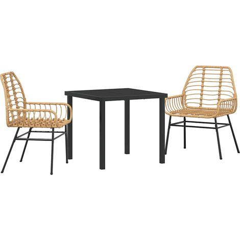 Ensemble de salle à manger pour jardin 3 pcs，Salon de jardin Marron polyrotin CFW67632 (1/5)