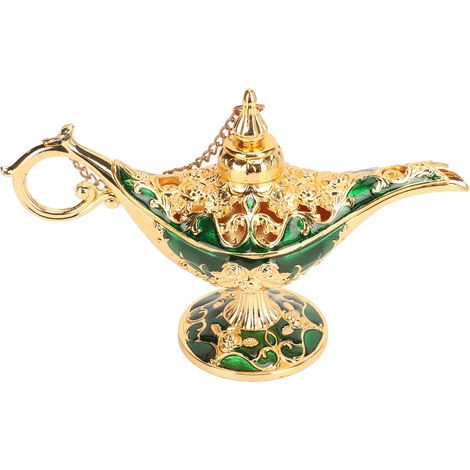 Lampe Génie Alliée avec Motif en Relief Doré et Vert, Design Captivant pour Salon ou Bureau (12cm) (1/5)