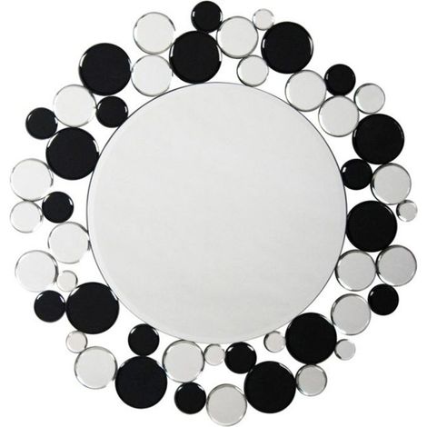 Miroir Mural Design "Bubble" 80cm Argent & Noir (1/3)