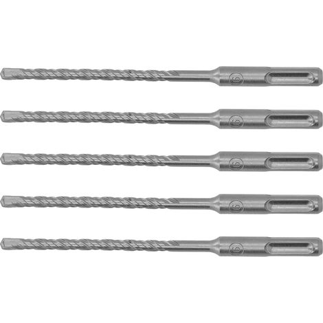 Lot de 5 forets à percussion rotatifs de 160 mm de longueur, à 2 goujures, à pointe carbure auto-centreuse, pour brique, pierre et béton (6 mm / 0,24 po). (1/5)