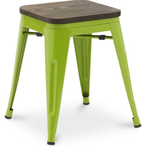 Barhocker im Industriedesign - Holz & Stahl - 45cm - Neuauflage - Stylix Light green