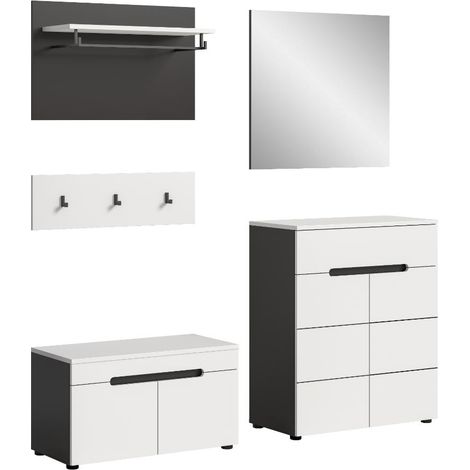 Canu Garderobenmöbel Set C35 weiß, grau.