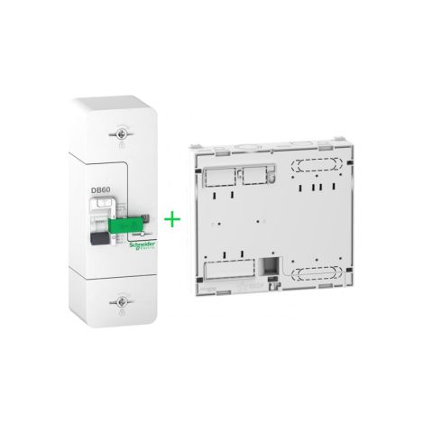 Schneider - Disjoncteur de branchement EDF Instantanu00e9 60A 500mA + Platine 13m- 500mA - Ru00e9f. : R9FT660+R9H13206