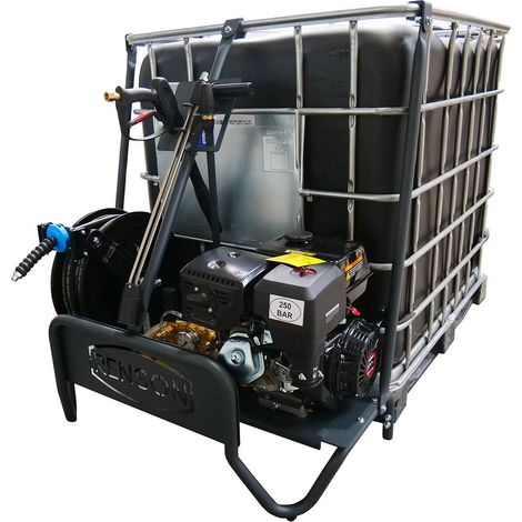Renson – Nettoyeur haute pression thermique 250 bar – Débit 15 L/min – Moteur Loncin G420F – Flexible 20m avec enrouleur automatique