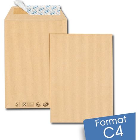 Lot de 50 Enveloppes kraft brun C4 auto-adhésives