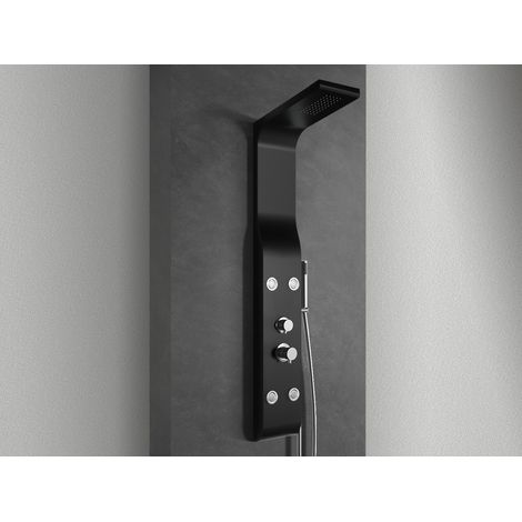 NALA - Pannello doccia idromassaggio in ABS verniciato a polvere finitura nero opaco